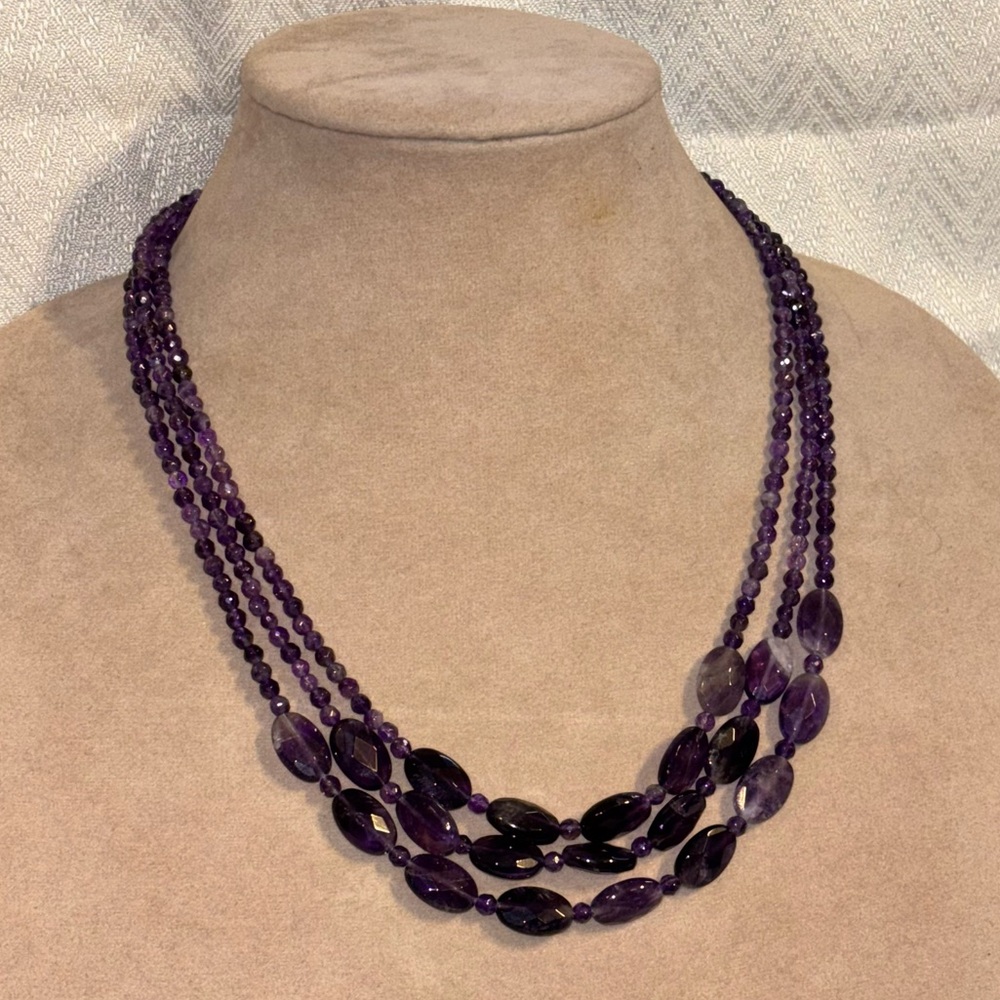 Jay King DTR 925 Necklace Amethyst Multi Strand Sterling Silver Purple - Picture 3 of 13